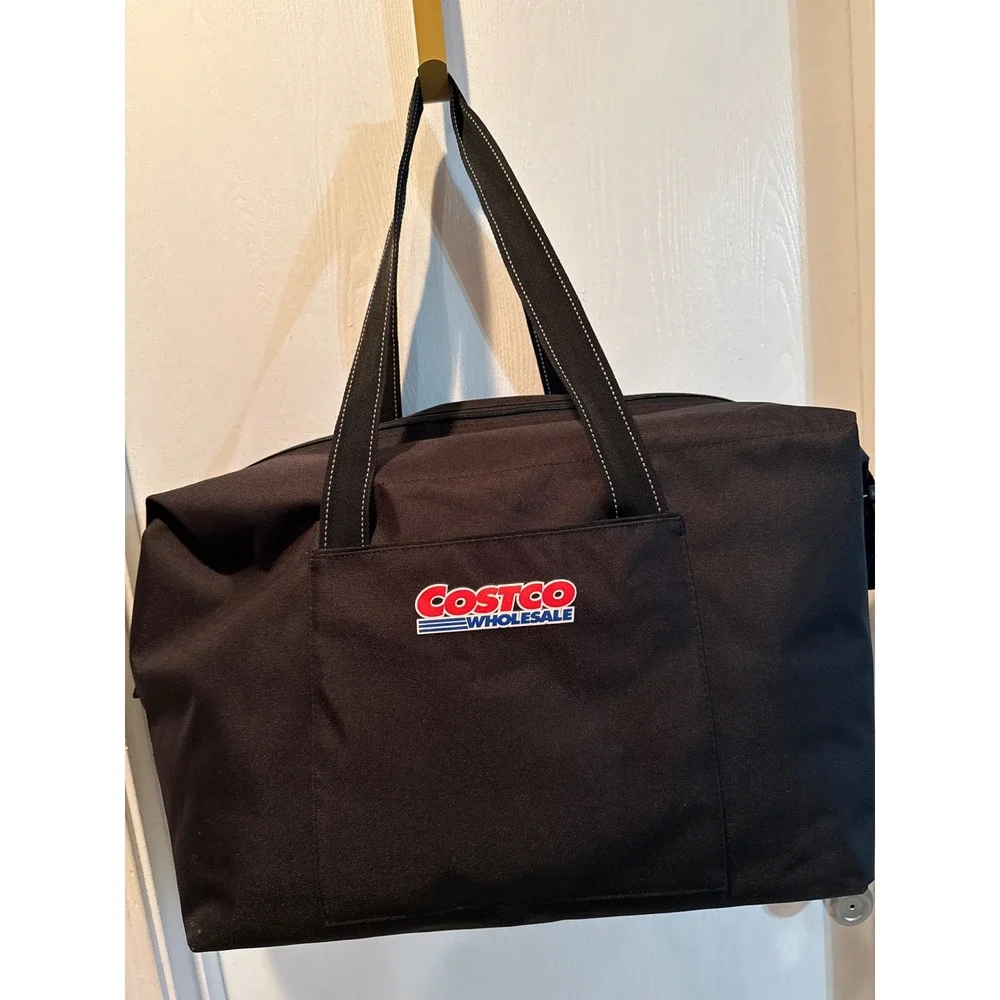Costco Wholesale Black Canvas Tote Bag Zippered Large Carryall